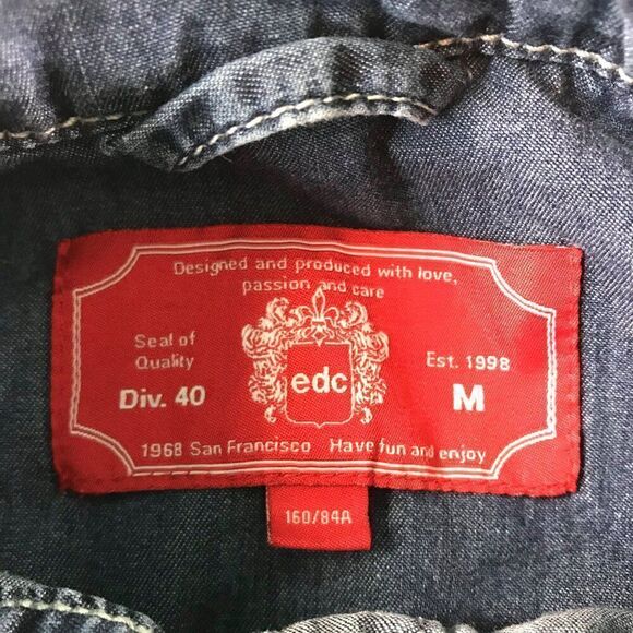 EDC Women Medium Blue Denim Long Sleeve Mini Dress - Picture 5 of 11